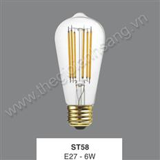Bóng đèn LED Edison đui E27 ST58-6W ST58-6W