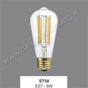 Bóng đèn LED Edison đui E27 ST58-6W ST58-6W