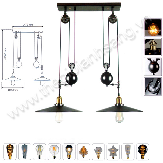 Đèn thả nghệ thuật trang trí EC216-138-TE009/2 EC216-138-TE009/2