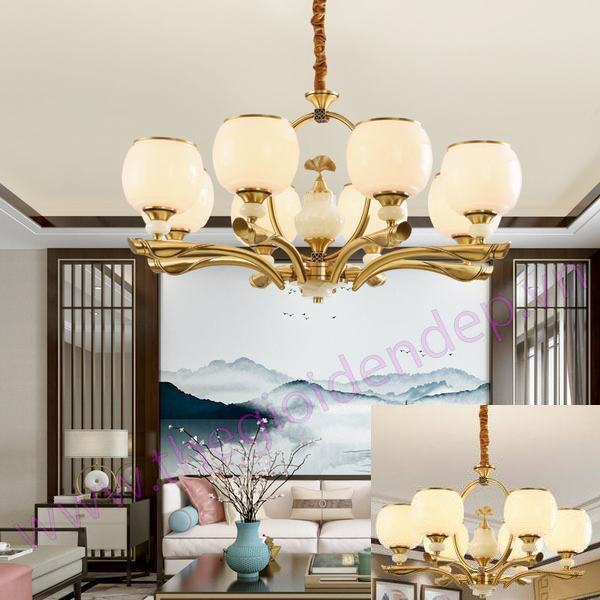 Đèn Chùm Đồng Chao Thuỷ Tinh Ø830mm AL-SW6085-8 AL-SW6085-8