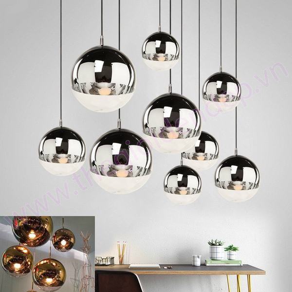 Đèn thả đơn trái cầu bán bạc trang trí Ø150->Ø450 PH217-THCN199 PH21-THCN199