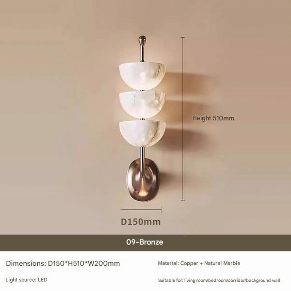 Đèn Tường Đồng Đá Cẩm Thạch H510mm AL-BD09 AL-BD09